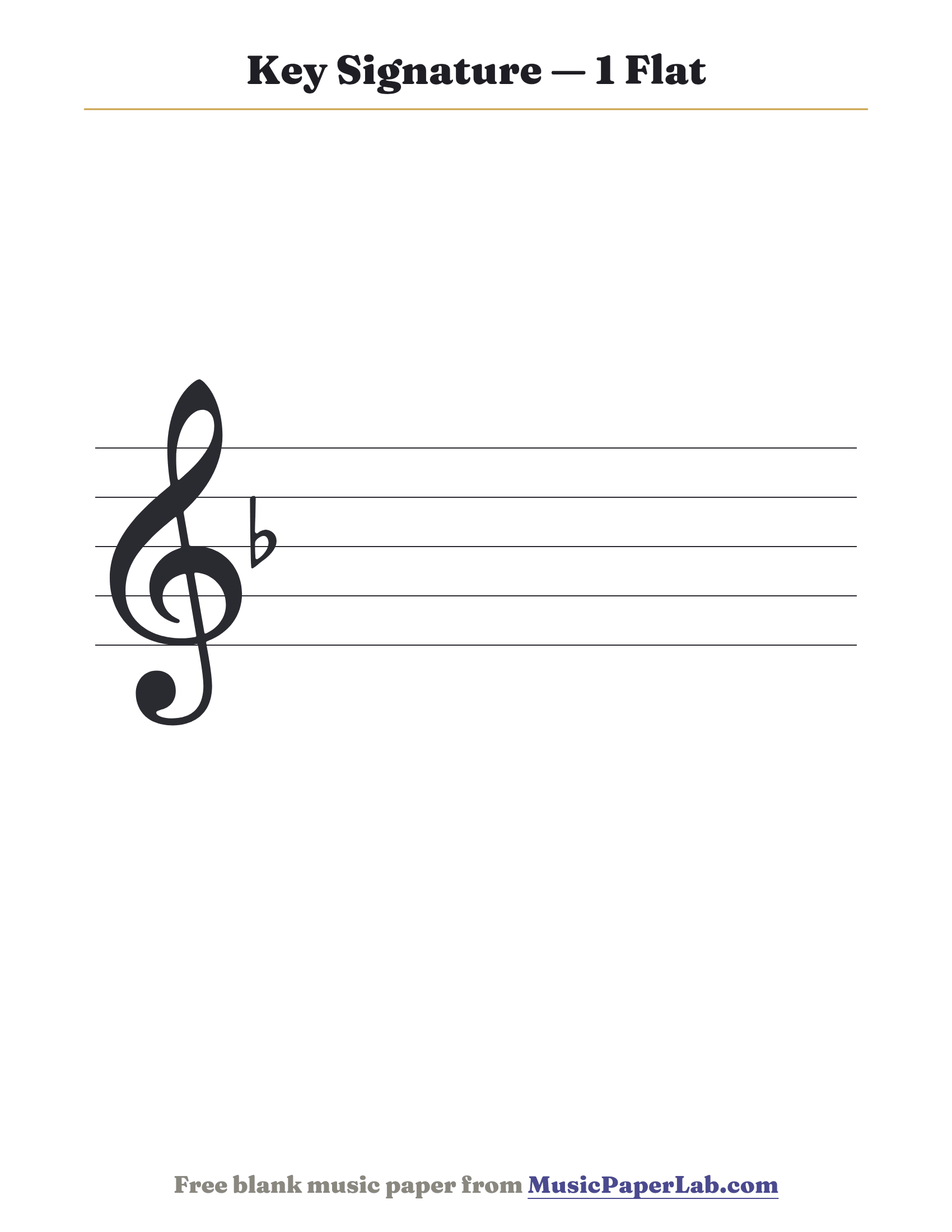 Treble staff showing a key signature with 1 flat: B♭ — F major or D minor.
