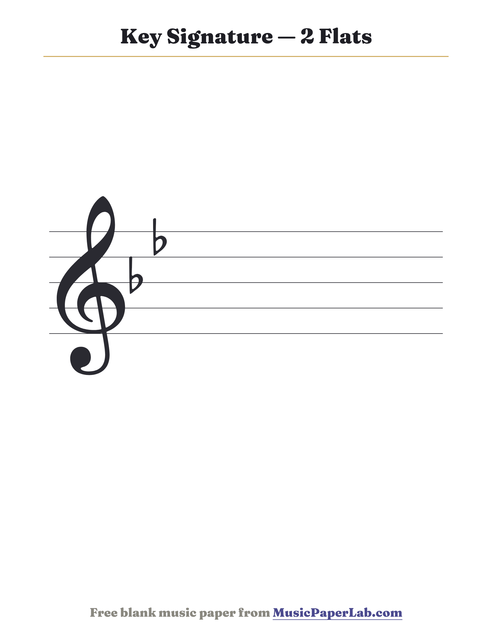 Treble staff showing a key signature with 2 flats: B♭ E♭ — B♭ major or G minor.