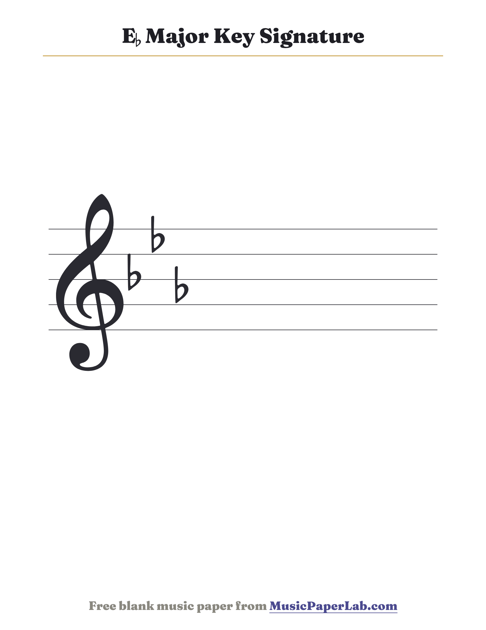 E♭ major key signature on the treble staff — E♭ major has 3 flats: B♭ E♭ A♭.