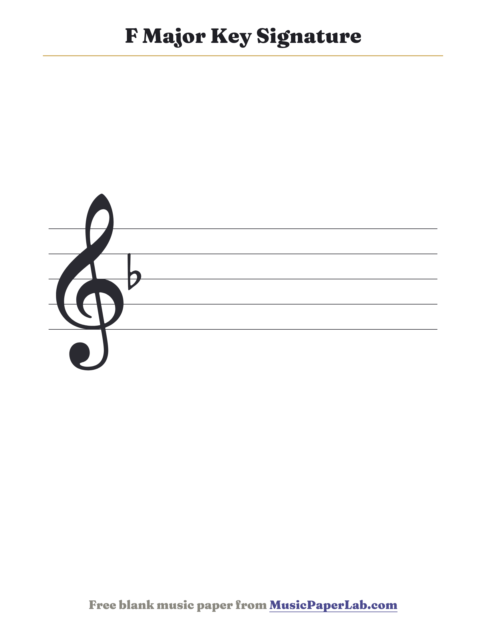 F major key signature on the treble staff — F major has 1 flat: B♭.